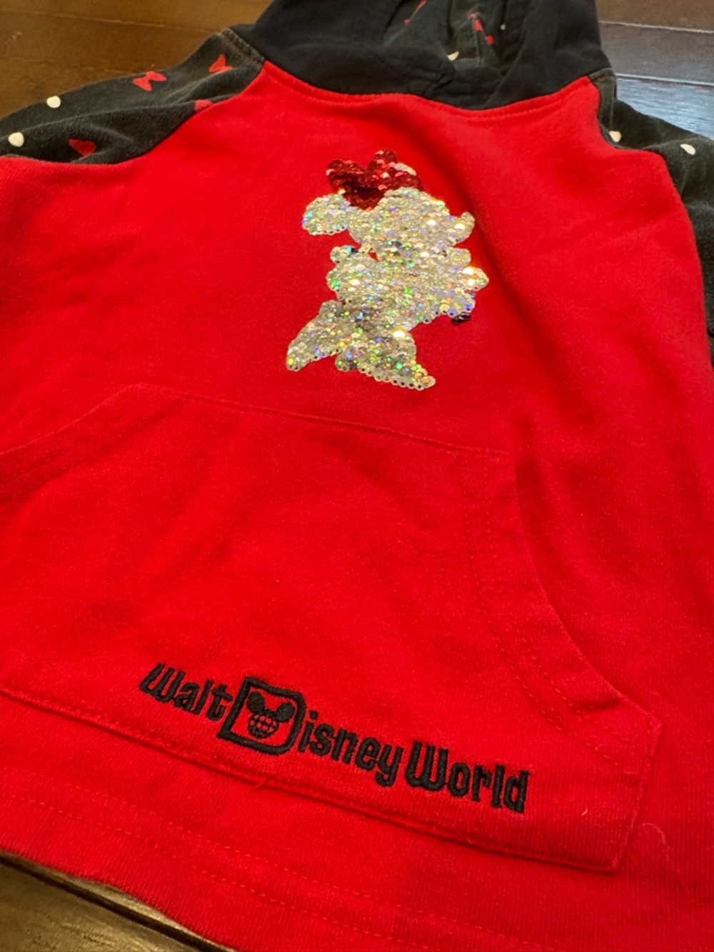 Disney World Minnie Mouse Flip Sequin Hoodie Pullover Girls Size XS - Picture 3 of 8